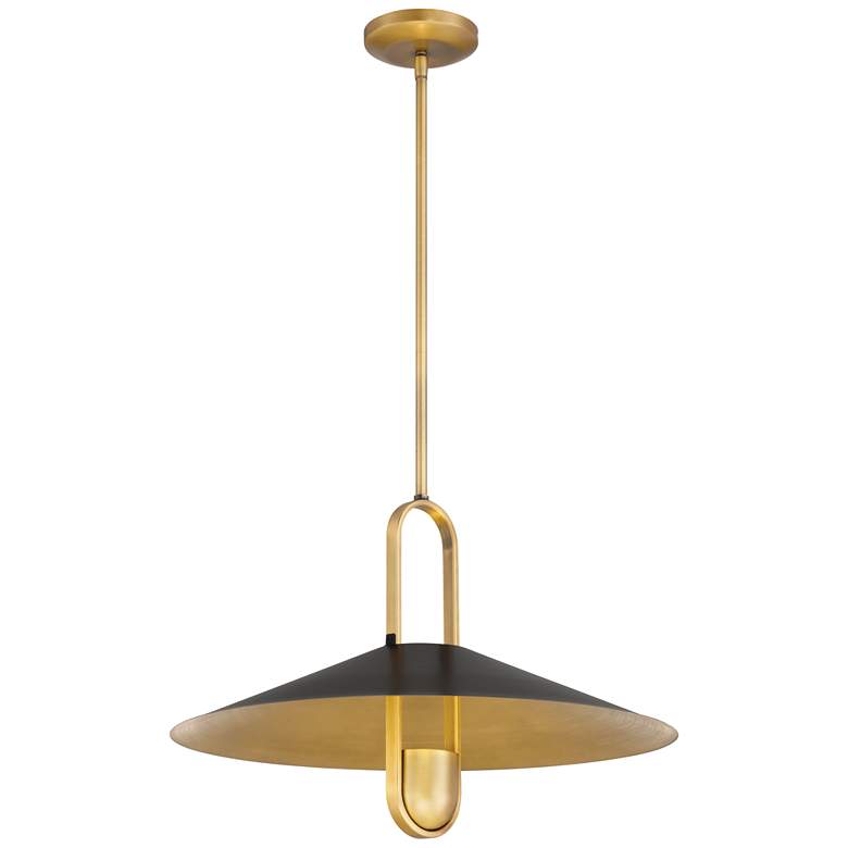 Image 1 Minka-Lavery Goldenridge 1-Light 20-in Matte Black and Brass Indoor Pendant