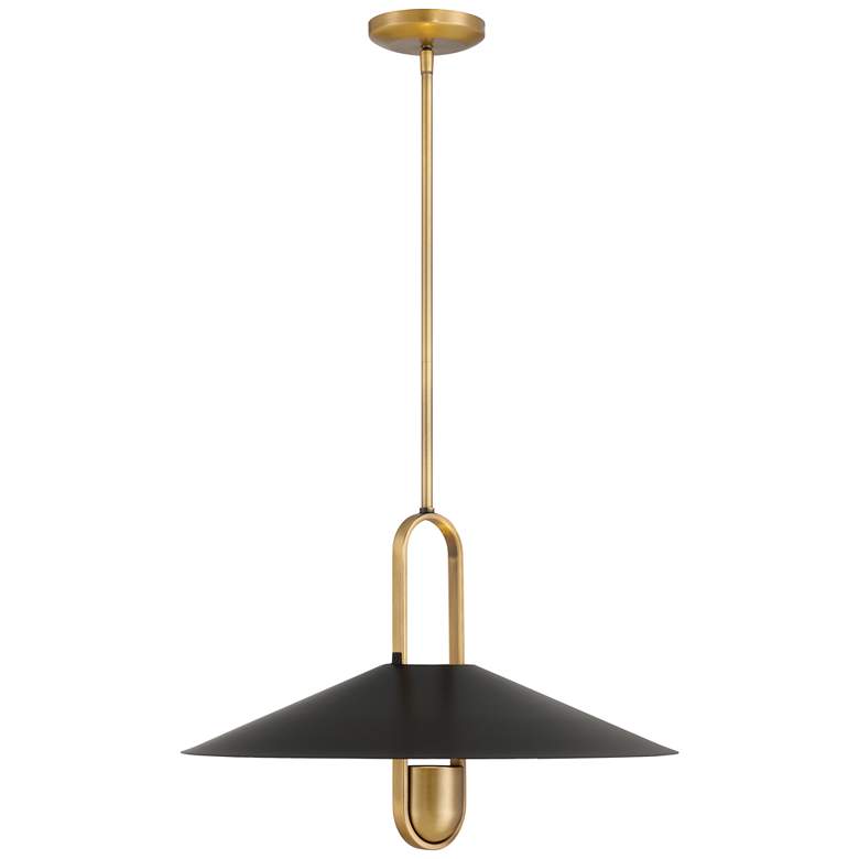 Image 2 Minka-Lavery Goldenridge 1-Light 20-in Matte Black and Brass Indoor Pendant more views