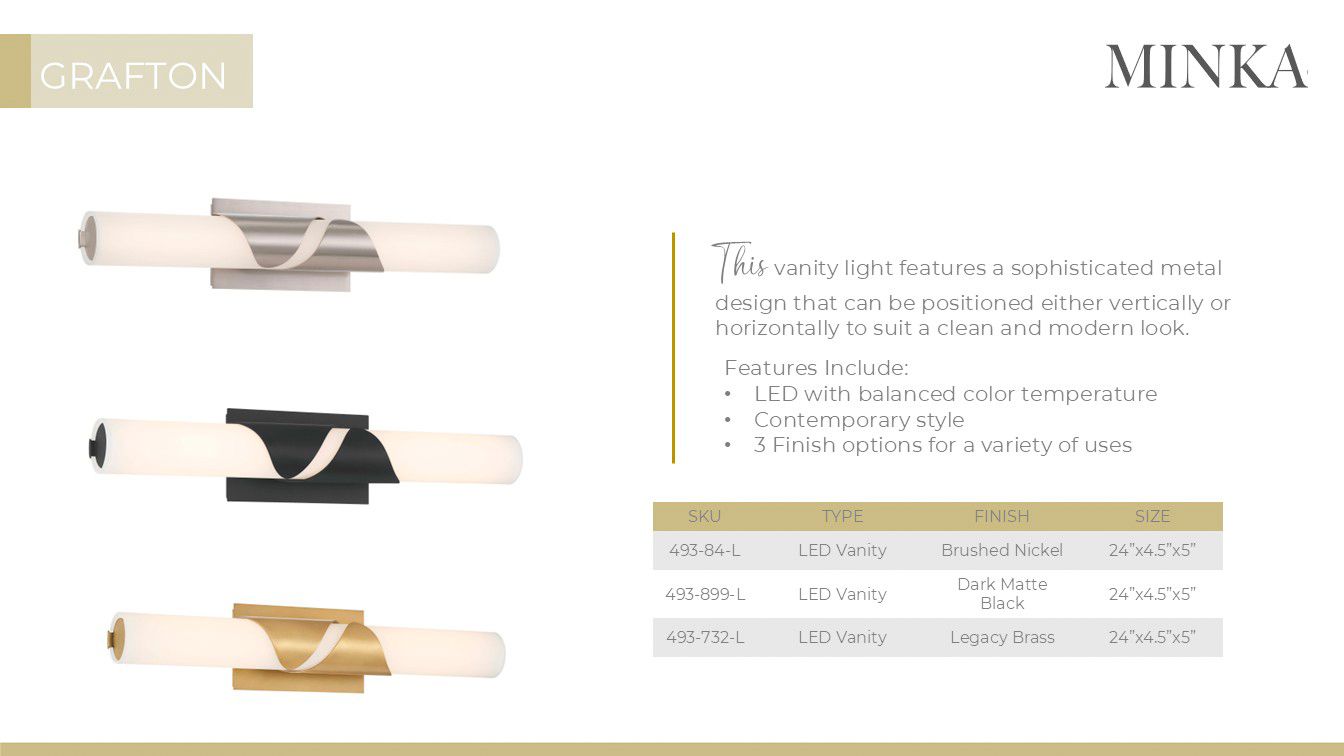 Minka Lavery Grafton LED 24-in Brushed Nickel Vanity Light with Glass Shade