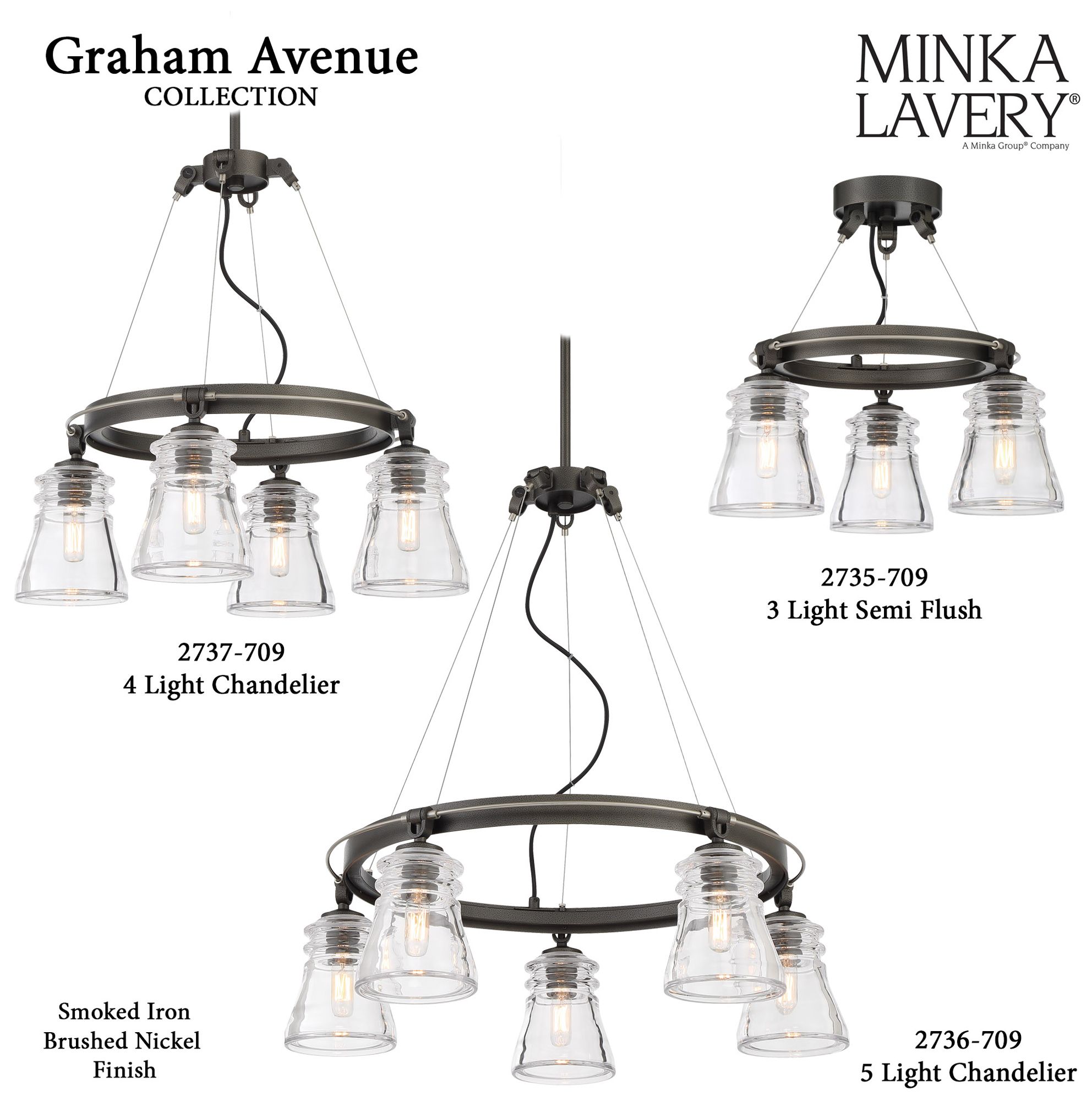 Image 7 Minka Lavery Graham Ave 4-Light Smoked Iron and Brushed Nickel Chandelier more views