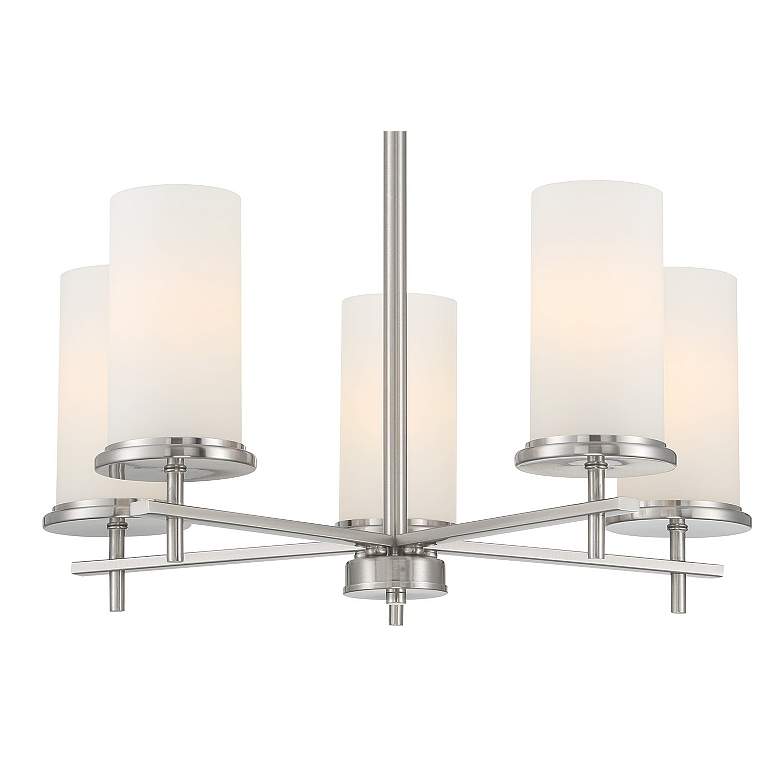 Image 2 Minka Lavery Haisley 24" Wide 5-Light Nickel White Glass Pendant more views