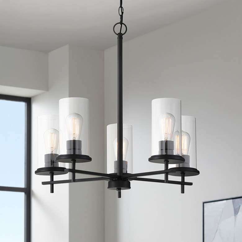 Image 1 Minka Lavery Haisley 24" Wide Coal Black 5-Light Chandelier