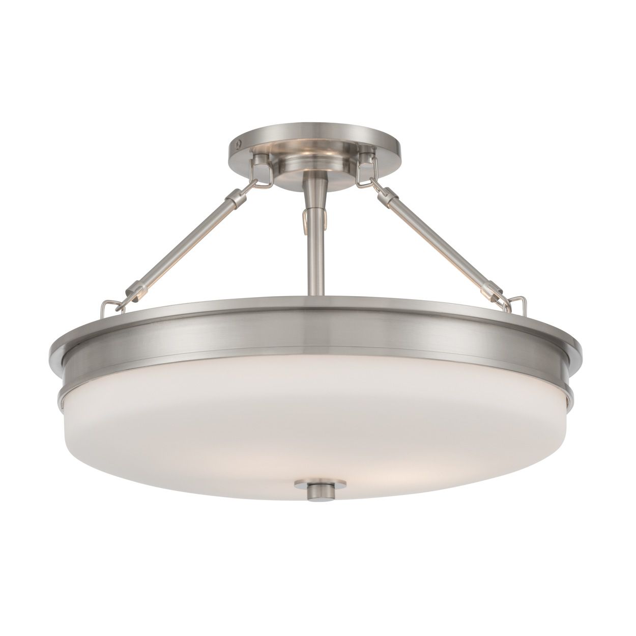 Image 5 Minka Lavery Halora 3-Lt 15.25-in Brush Nickel Semi-Flush Mount with Shade more views