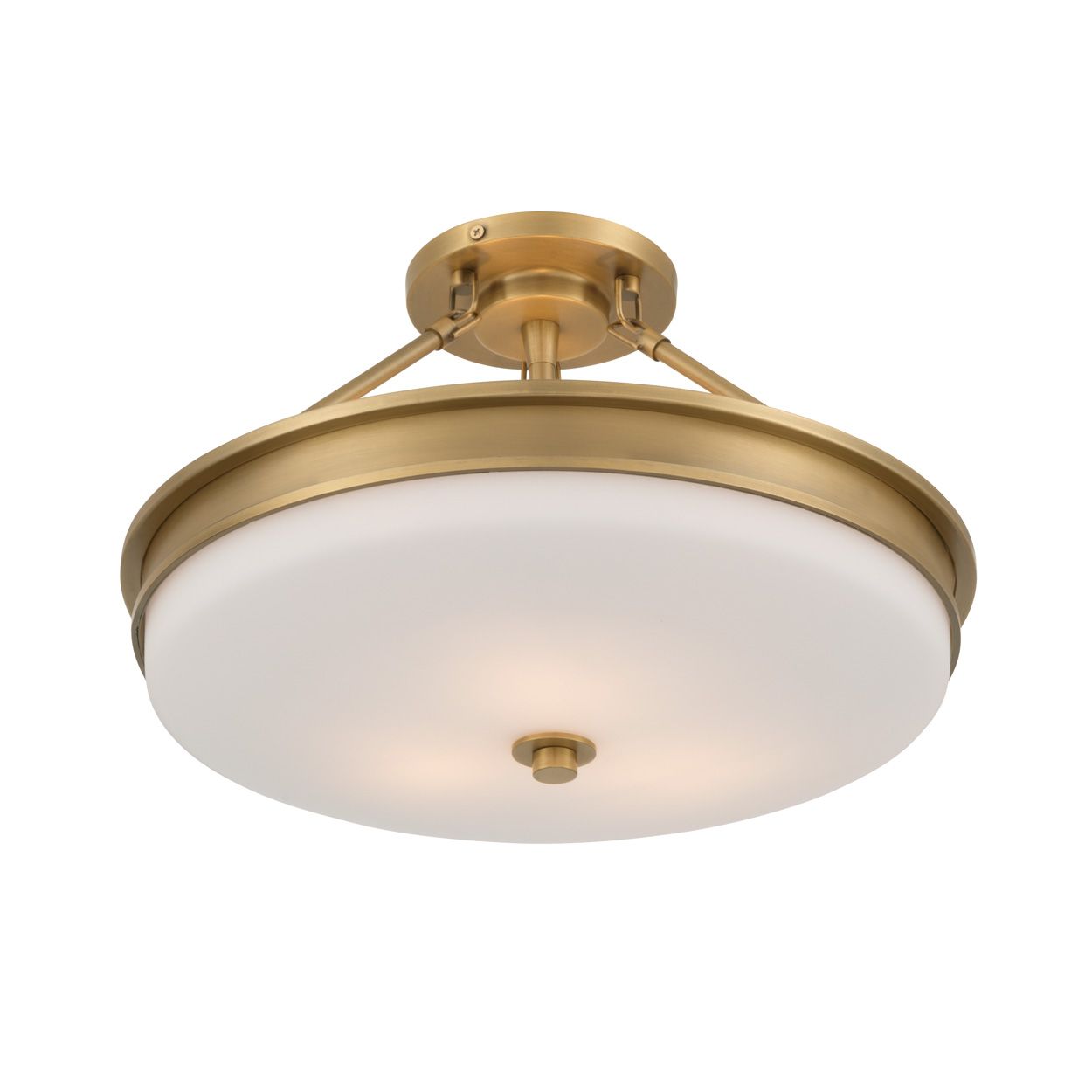 Thumbnail3 of Minka Lavery Halora 3-Lt 15.25-in Legacy Brass Semi-Flush Mount with Shade more views