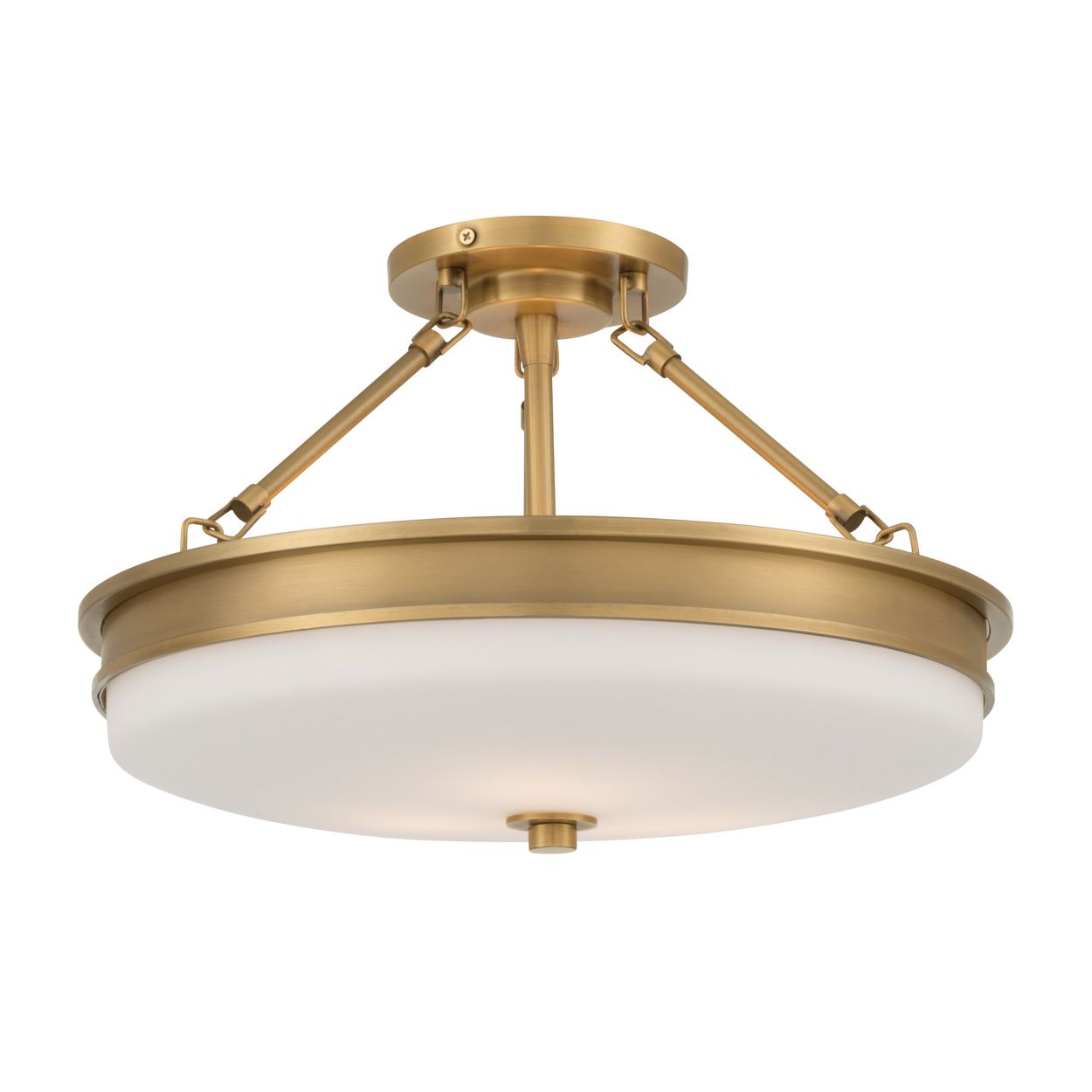 Minka Lavery Halora 3-Lt 15.25-in Legacy Brass Semi-Flush Mount with Shade
