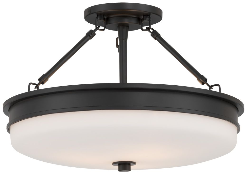 Thumbnail1 of Minka Lavery Halora 3-Lt 15.25-in Matte Black Semi-Flush Mount with Shade