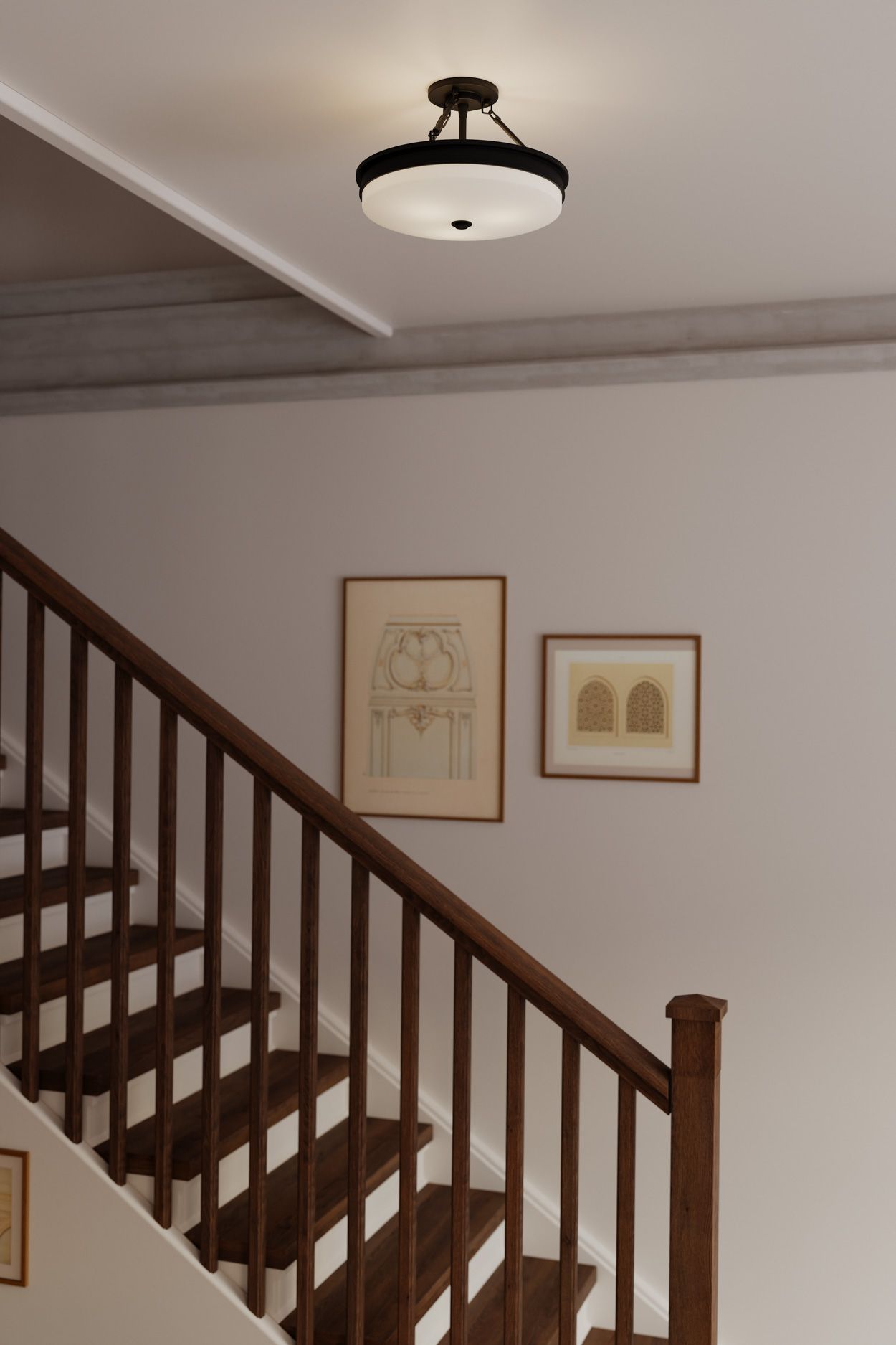 Thumbnail2 of Minka Lavery Halora 3-Lt 15.25-in Matte Black Semi-Flush Mount with Shade more views