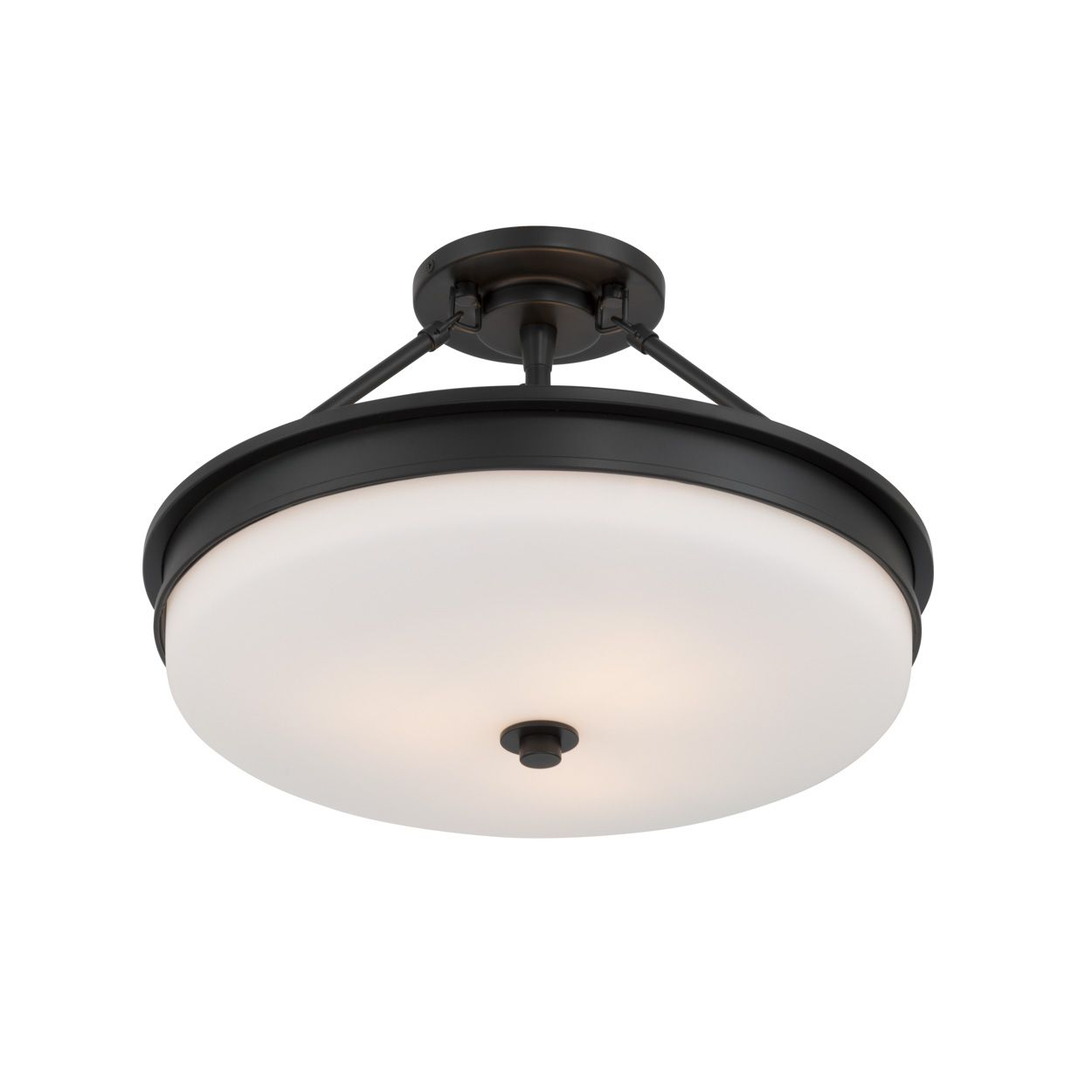 Thumbnail3 of Minka Lavery Halora 3-Lt 15.25-in Matte Black Semi-Flush Mount with Shade more views