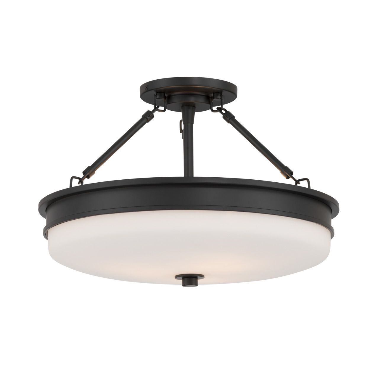Minka Lavery Halora 3-Lt 15.25-in Matte Black Semi-Flush Mount with Shade
