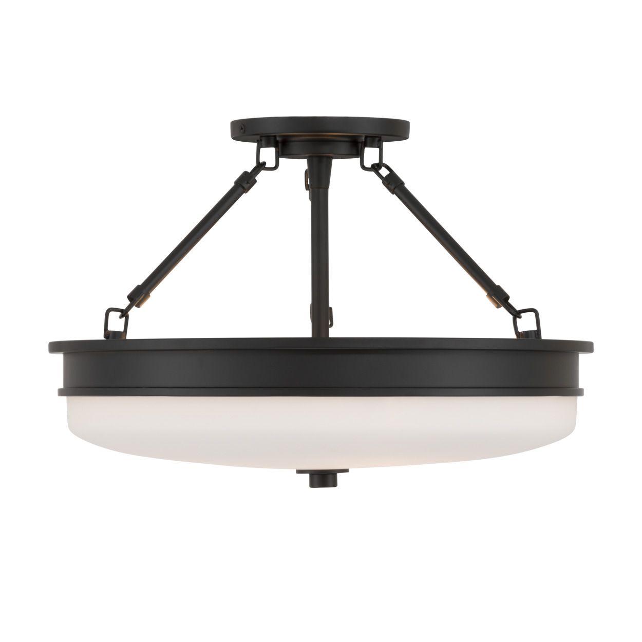 Minka Lavery Halora 3-Lt 15.25-in Matte Black Semi-Flush Mount with Shade