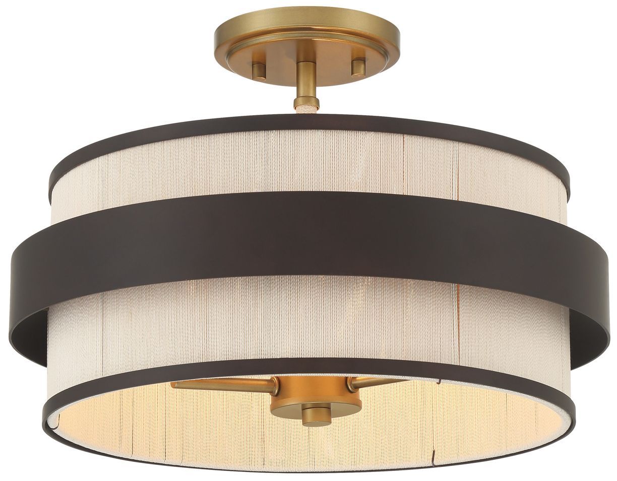 Image 2 Minka Lavery Harbor Wrap 3-Lt 16-in Bronze and Brass Semi-Flush with Shades