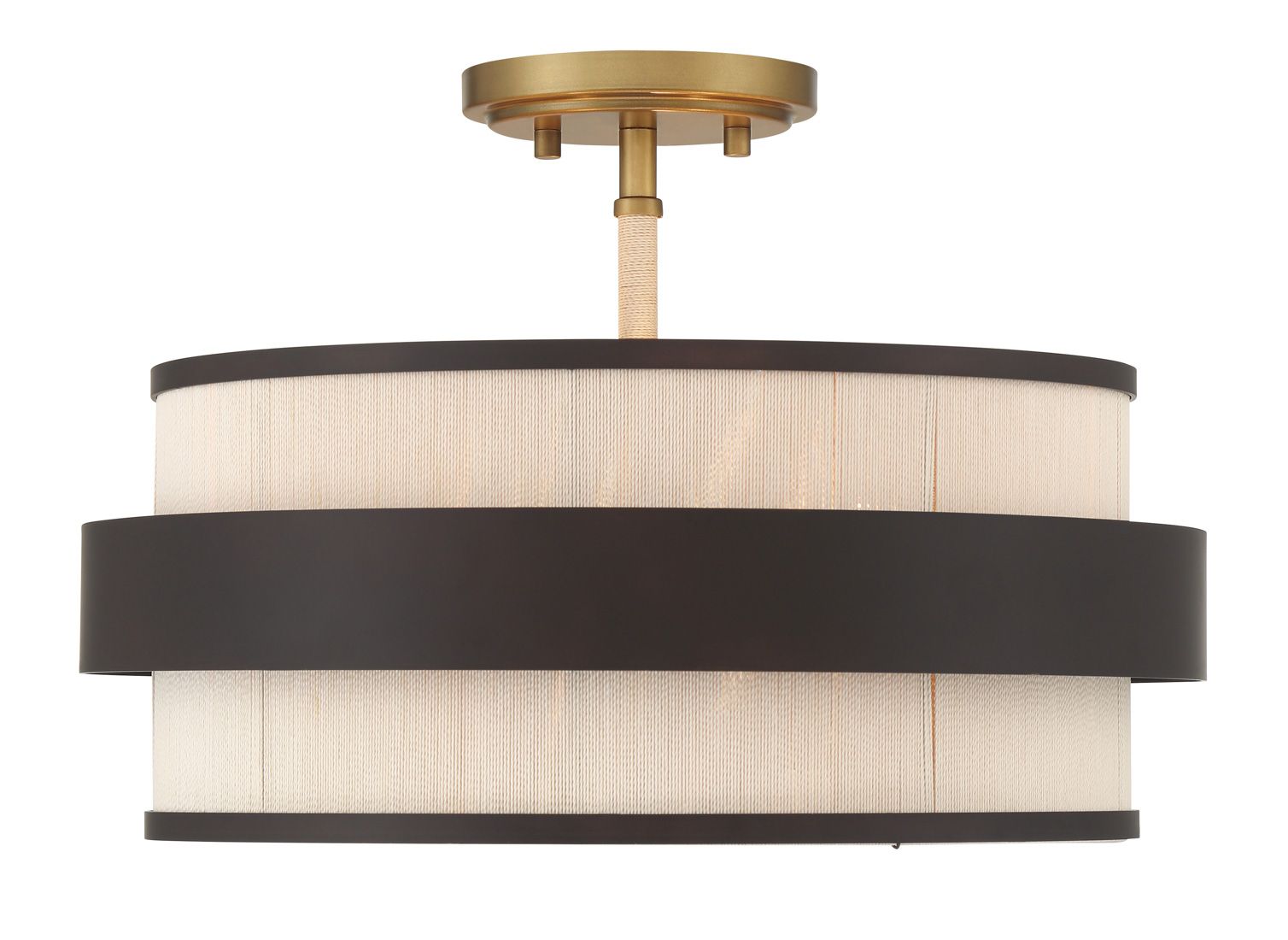 Image 3 Minka Lavery Harbor Wrap 3-Lt 16-in Bronze and Brass Semi-Flush with Shades more views