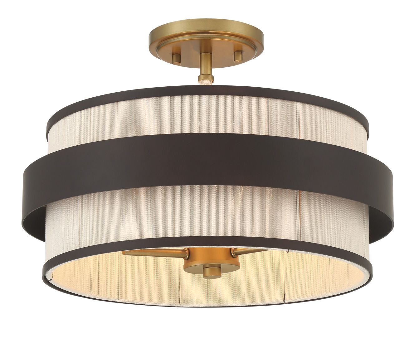 Image 6 Minka Lavery Harbor Wrap 3-Lt 16-in Bronze and Brass Semi-Flush with Shades more views