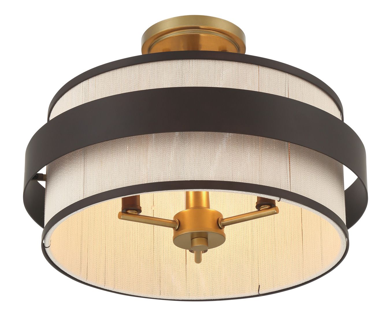 Image 7 Minka Lavery Harbor Wrap 3-Lt 16-in Bronze and Brass Semi-Flush with Shades more views