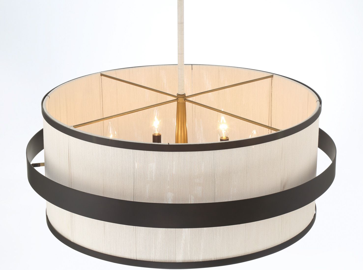 Image 5 Minka Lavery Harbor Wrap 6-Light 28-in Bronze and Brass Pendant with Shade more views