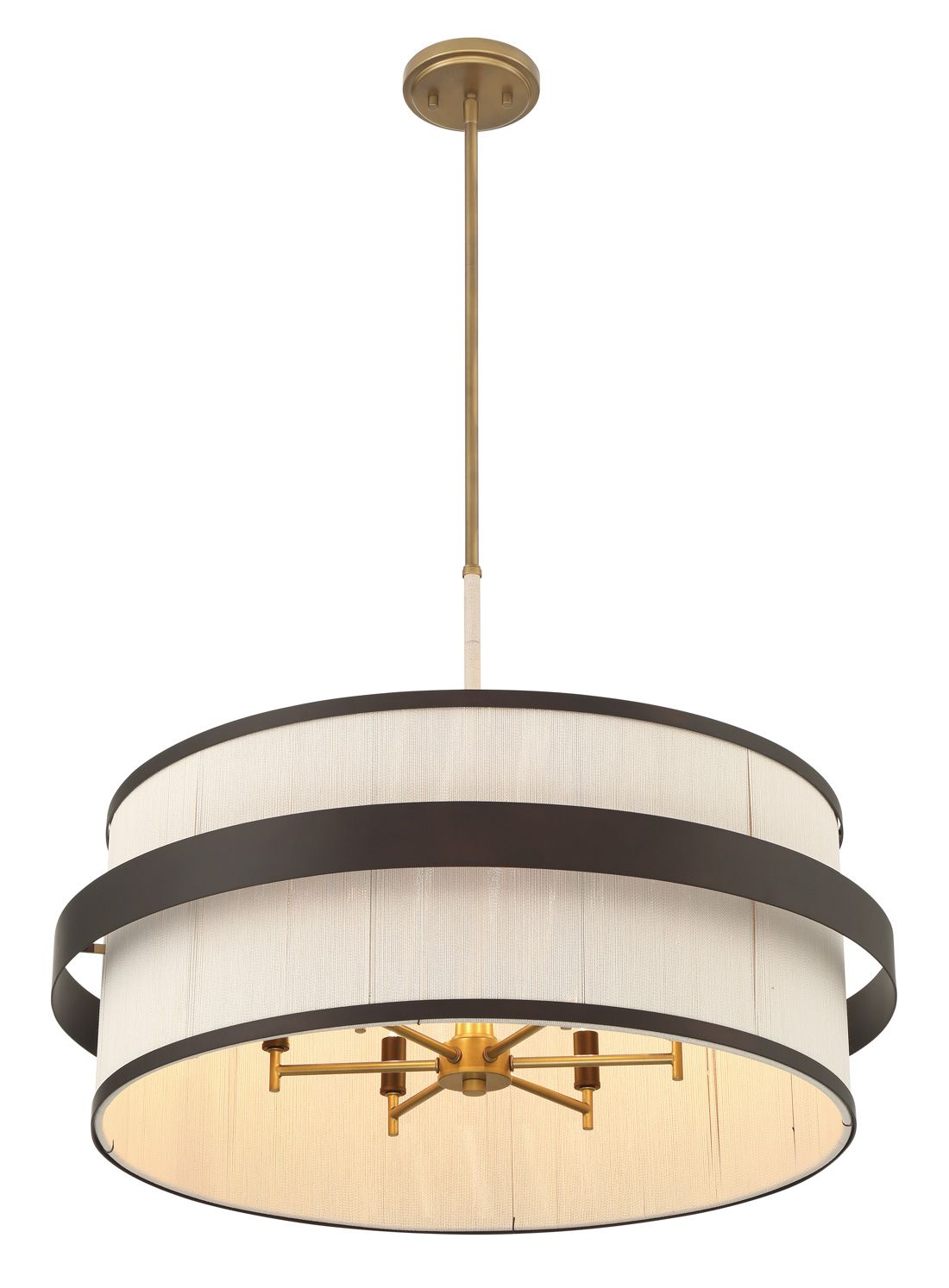 Image 7 Minka Lavery Harbor Wrap 6-Light 28-in Bronze and Brass Pendant with Shade more views