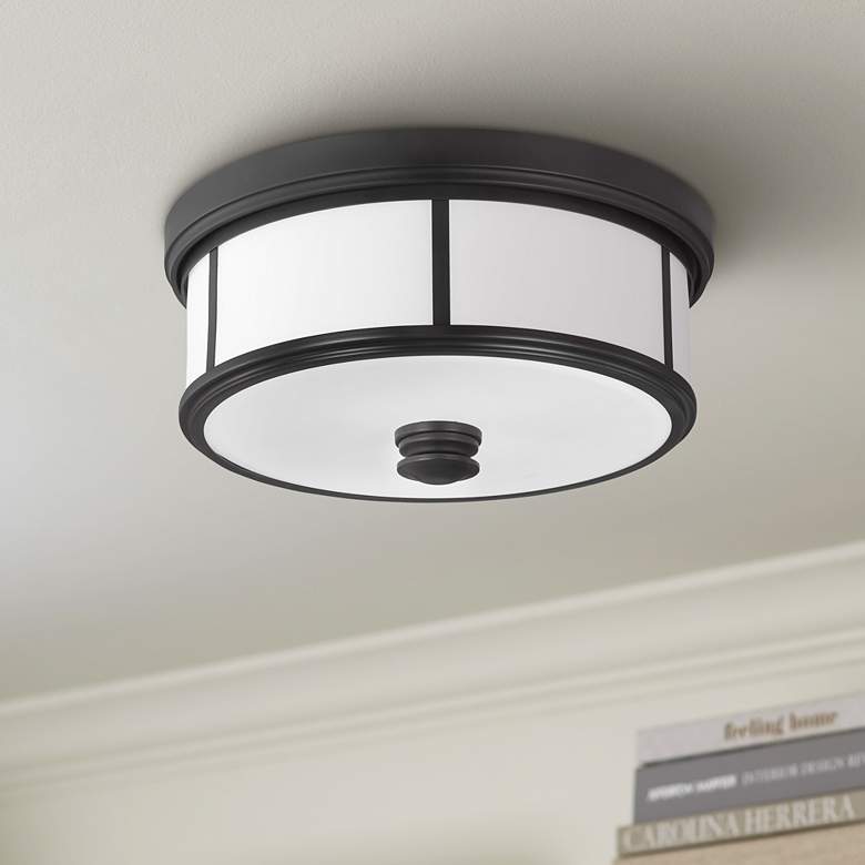 Image 1 Minka Lavery Harbour Point 13 1/2" Wide Coal and White Ceiling Light