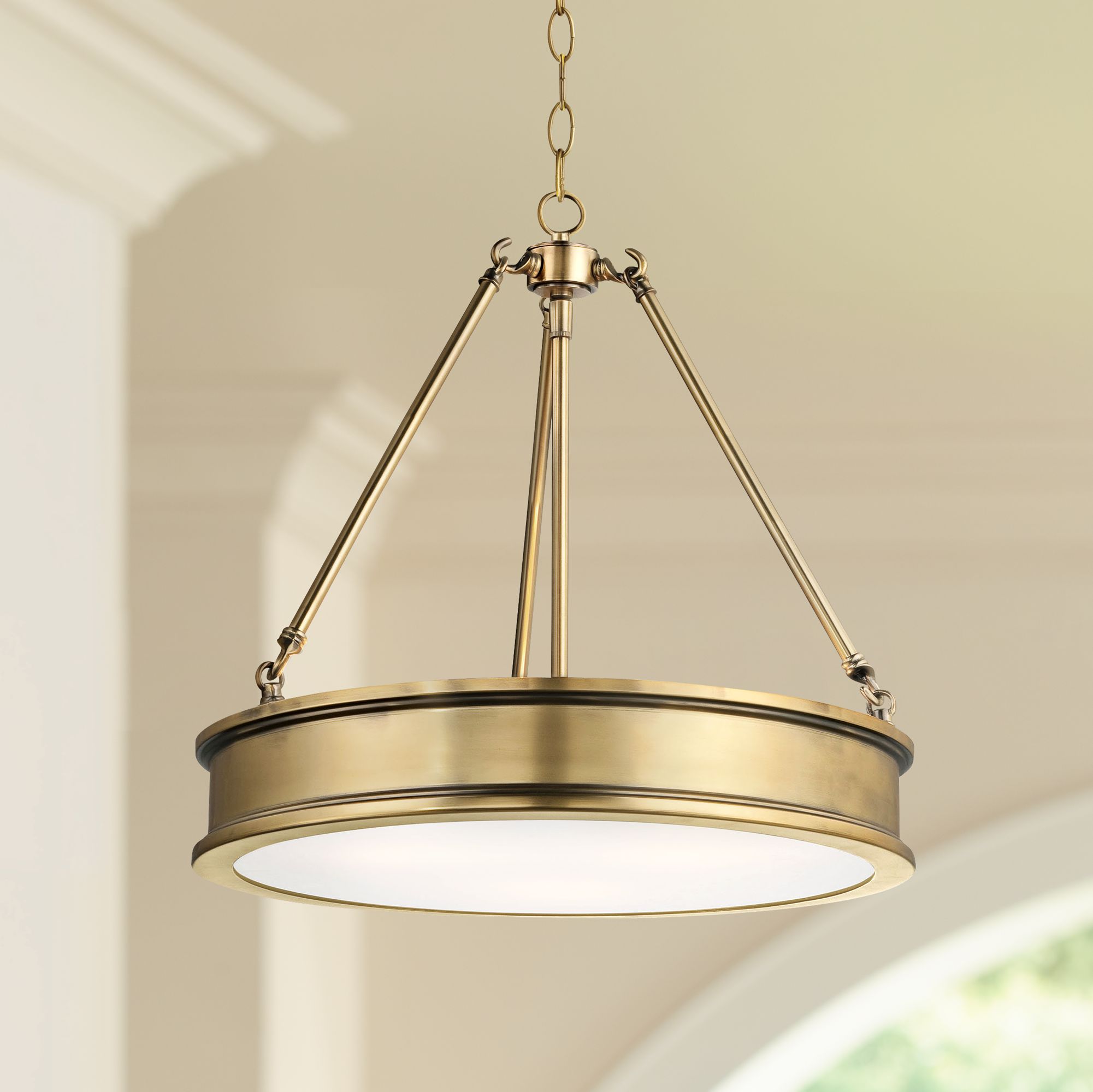 Minka Lavery Criterium 3-Light Aged Brass W/Textured authentic Iron Pendant