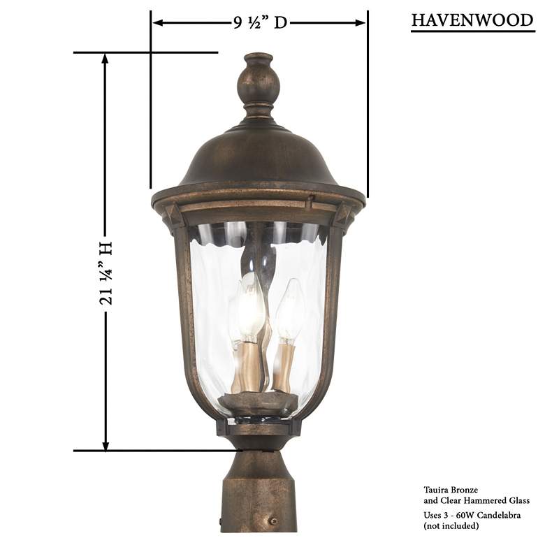 Image 5 Minka Lavery Havenwood 21 1/4" Tavira Bronze Outdoor Post Light more views