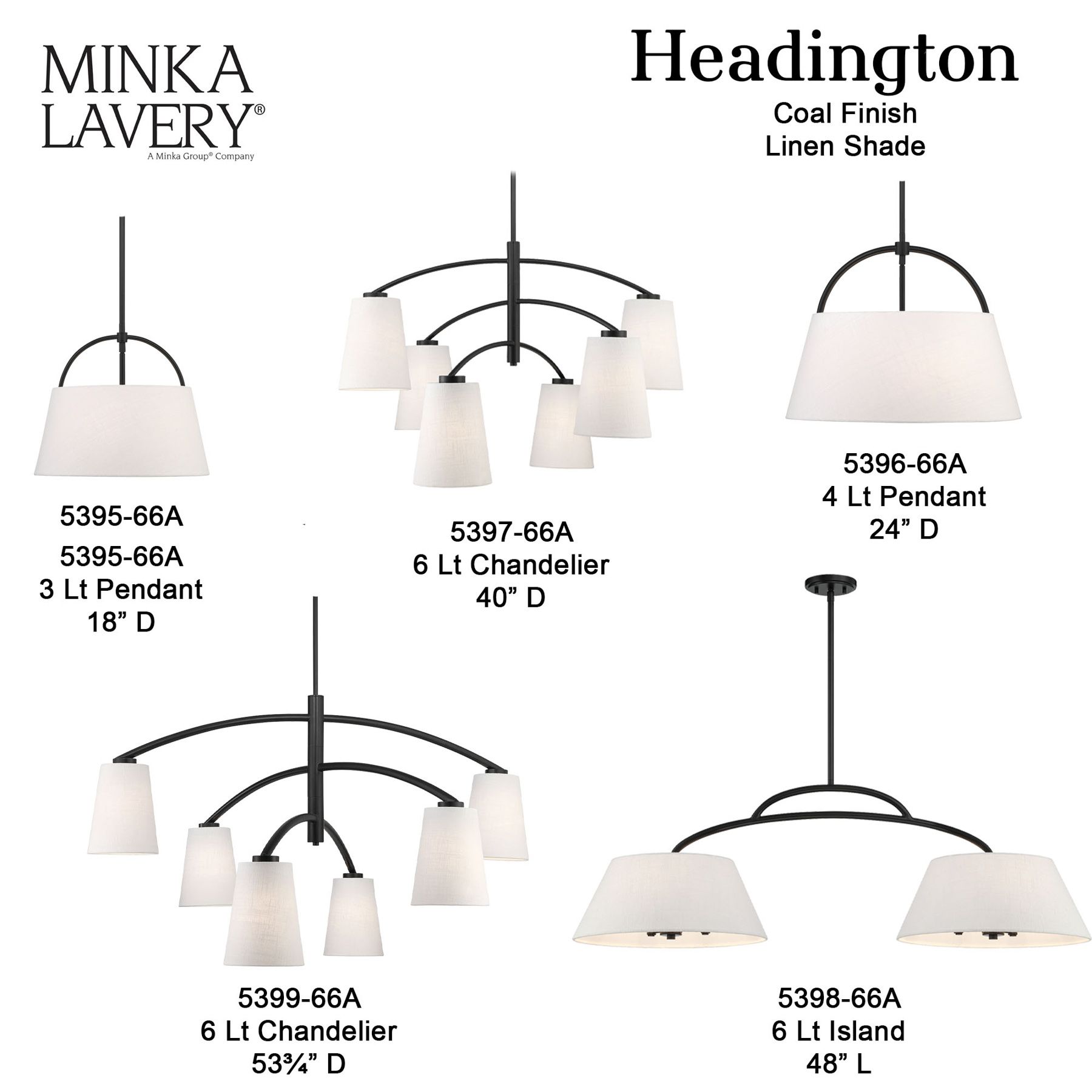 Minka Lavery Headington 6-Light Black 40-inch Chandelier