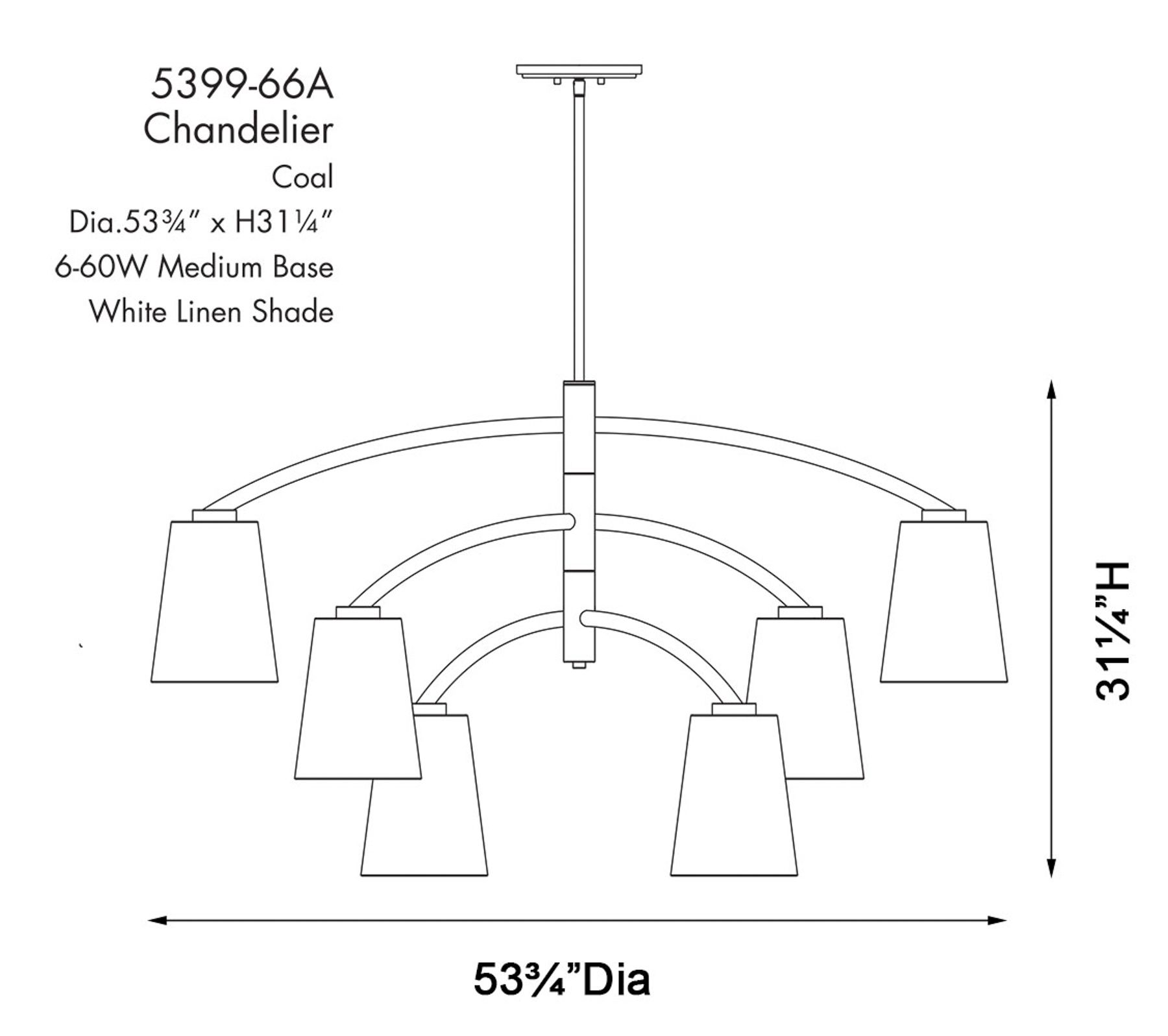 Image 5 Minka Lavery Headington 6-Light Black 53.75-inch Chandelier more views