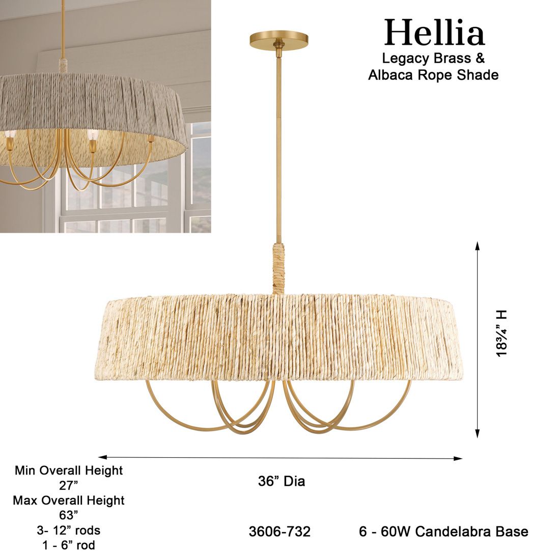 Minka Lavery Hellia 6-Light 36-in Legacy Brass Indoor Pending Lighting