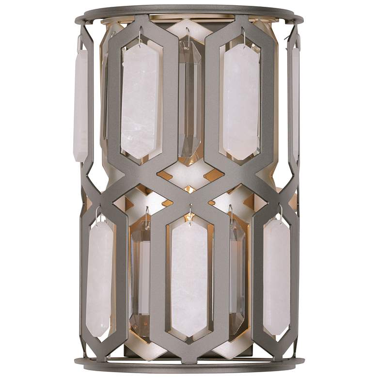 Image 1 Minka Lavery Hexly 1-Light 12-in Bronze and Silver Wall Sconce with Shade