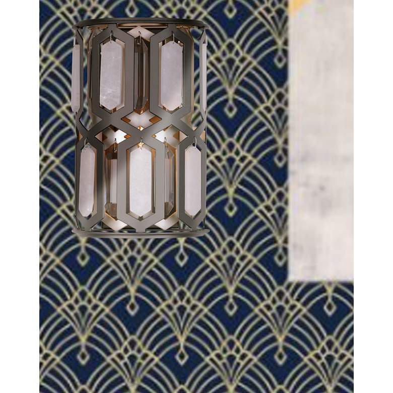Image 4 Minka Lavery Hexly 1-Light 12-in Bronze and Silver Wall Sconce with Shade more views