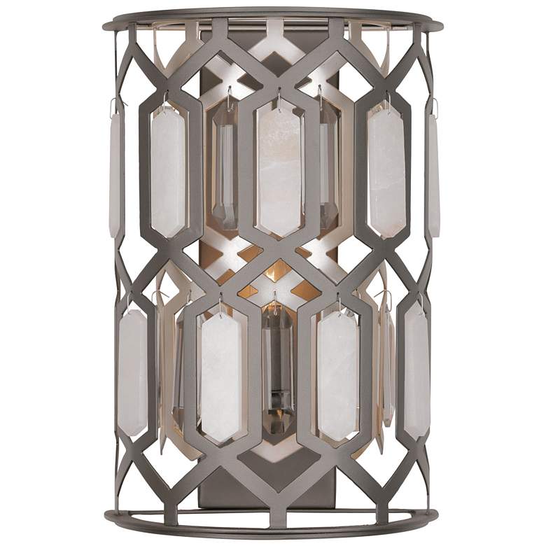 Image 1 Minka Lavery Hexly 1-Light 16-in Bronze and Silver Wall Sconce with Shade