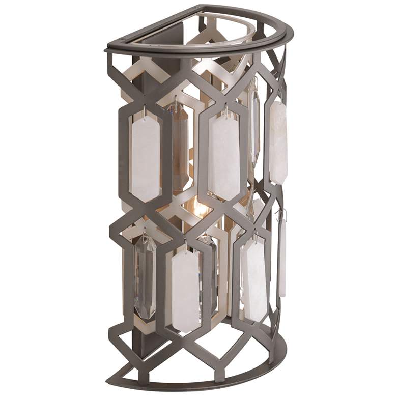 Image 2 Minka Lavery Hexly 1-Light 16-in Bronze and Silver Wall Sconce with Shade more views