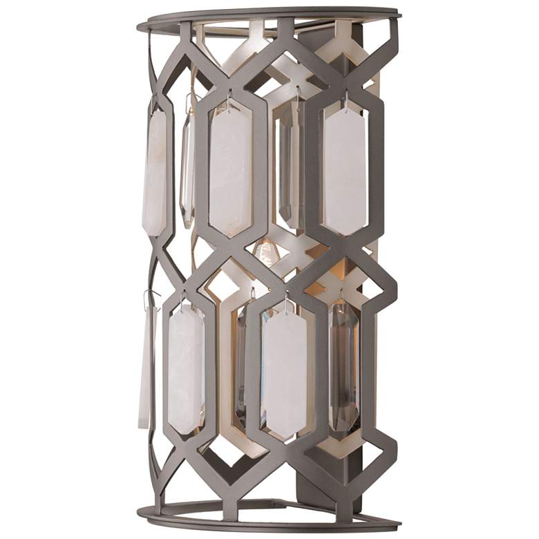 Image 3 Minka Lavery Hexly 1-Light 16-in Bronze and Silver Wall Sconce with Shade more views