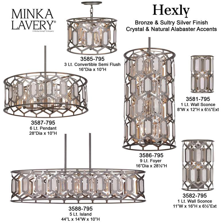 Image 7 Minka Lavery Hexly 1-Light 16-in Bronze and Silver Wall Sconce with Shade more views