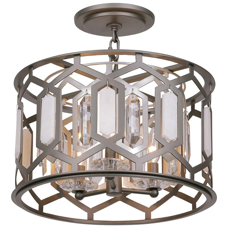 Image 2 Minka-Lavery Hexly 3-Light Bronze and Sultry Silver Semi-Flush Mount
