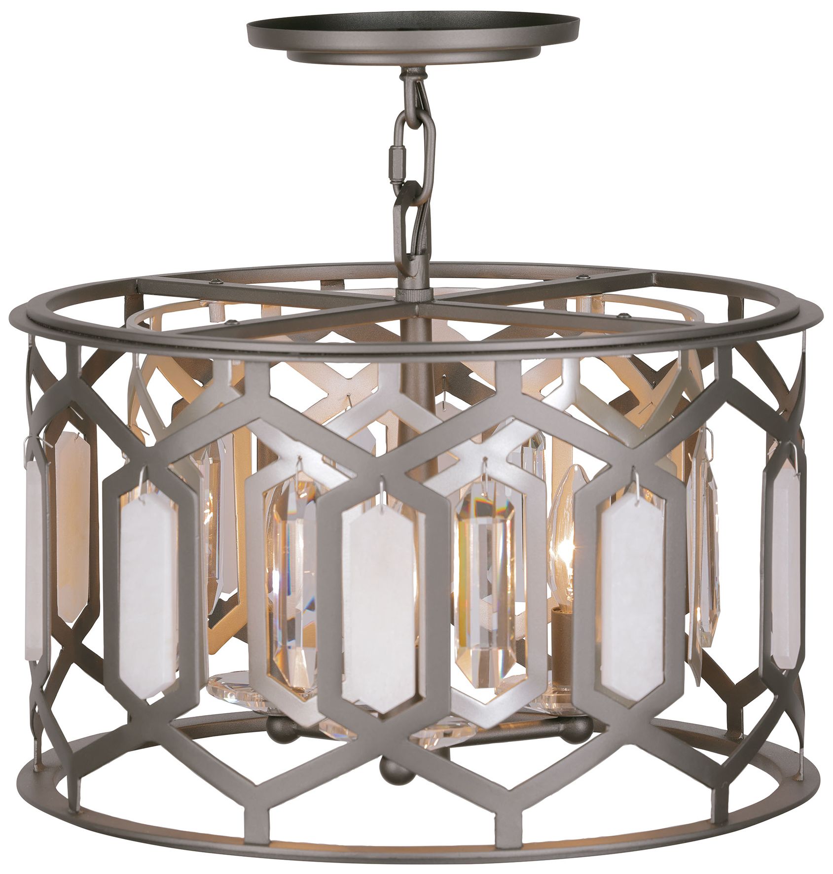 Image 2 Minka-Lavery Hexly 3-Light Bronze and Sultry Silver Semi-Flush to Pendant