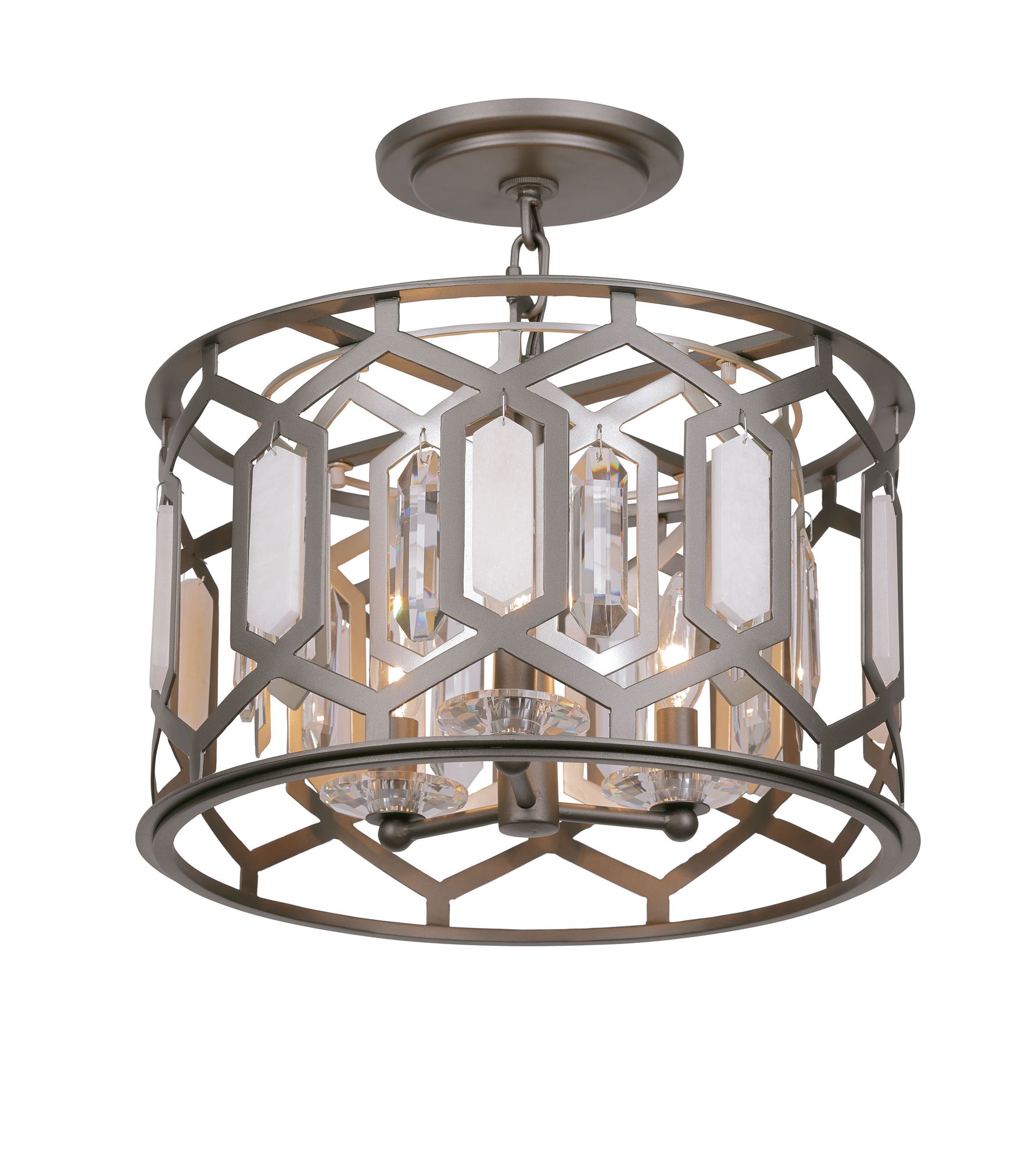 Image 3 Minka-Lavery Hexly 3-Light Bronze and Sultry Silver Semi-Flush to Pendant more views