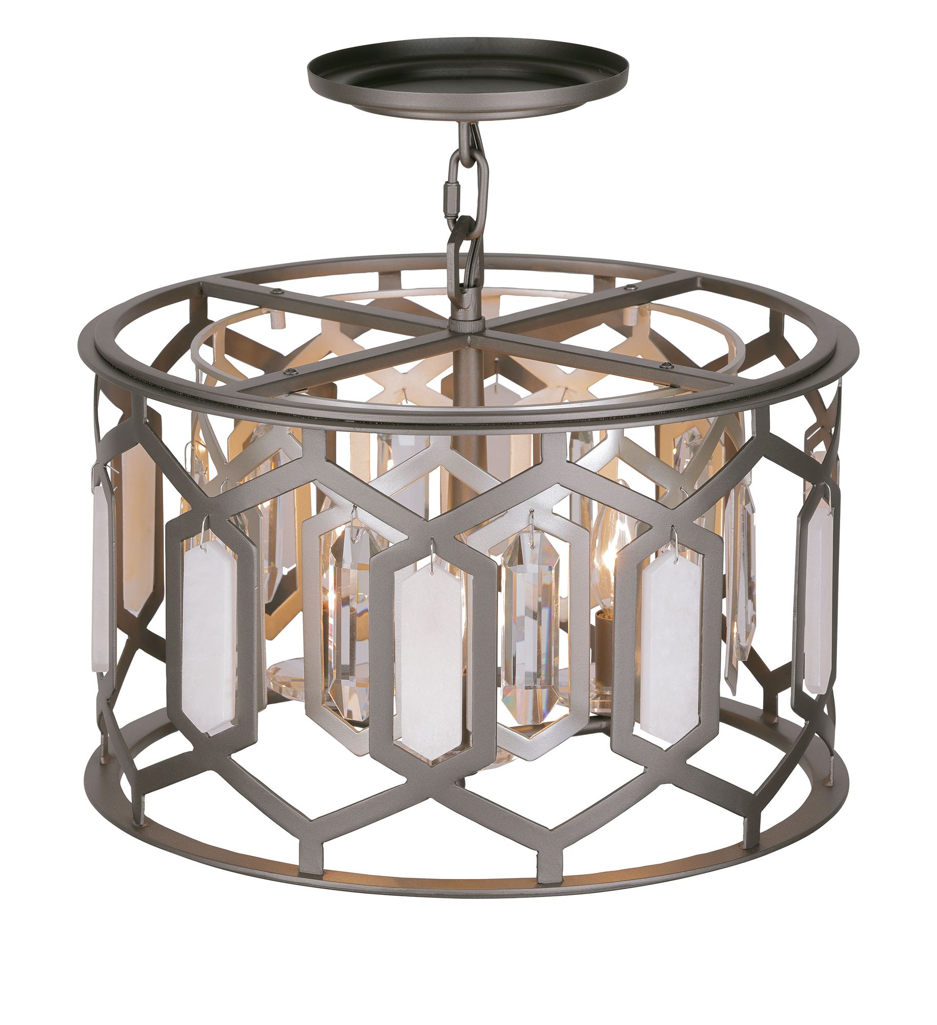 Image 4 Minka-Lavery Hexly 3-Light Bronze and Sultry Silver Semi-Flush to Pendant more views