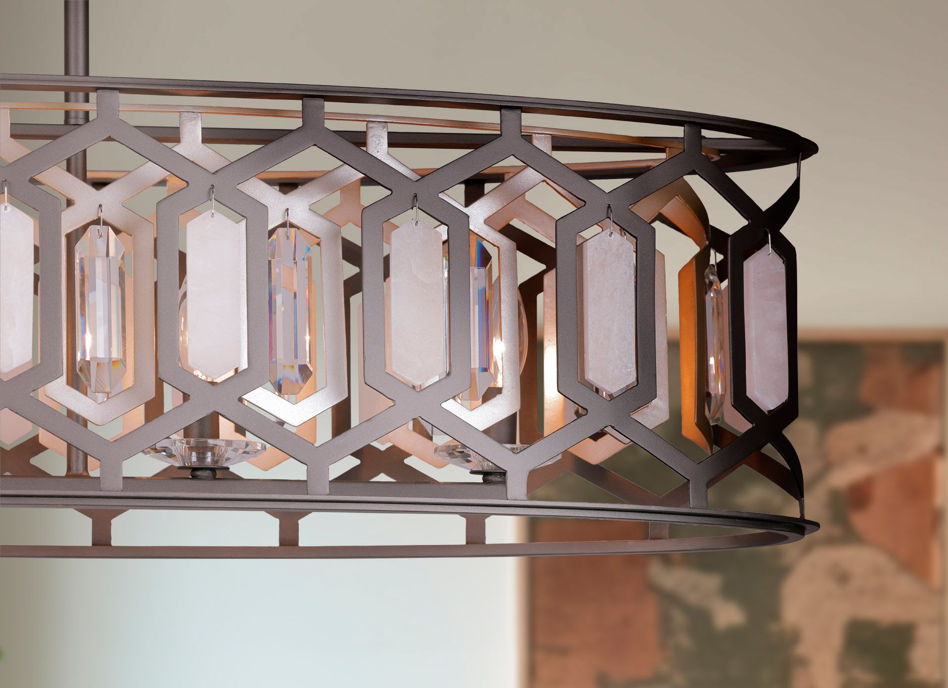 Minka-Lavery Hexly 5-Light Bronze and Sultry Silver 44-in Island Chandelier