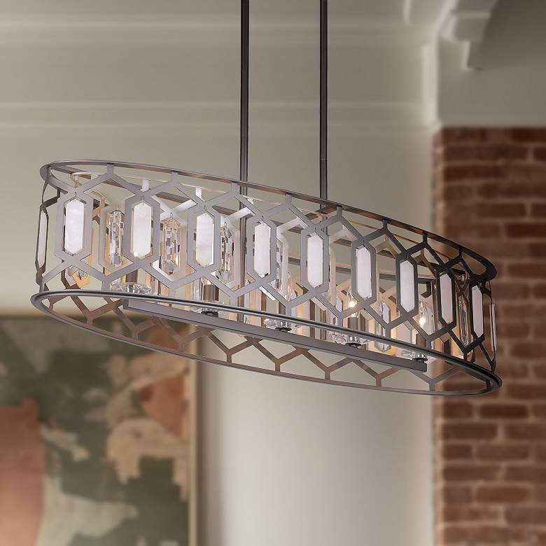 Image 1 Minka-Lavery Hexly 5-Light Bronze and Sultry Silver Island Chandelier