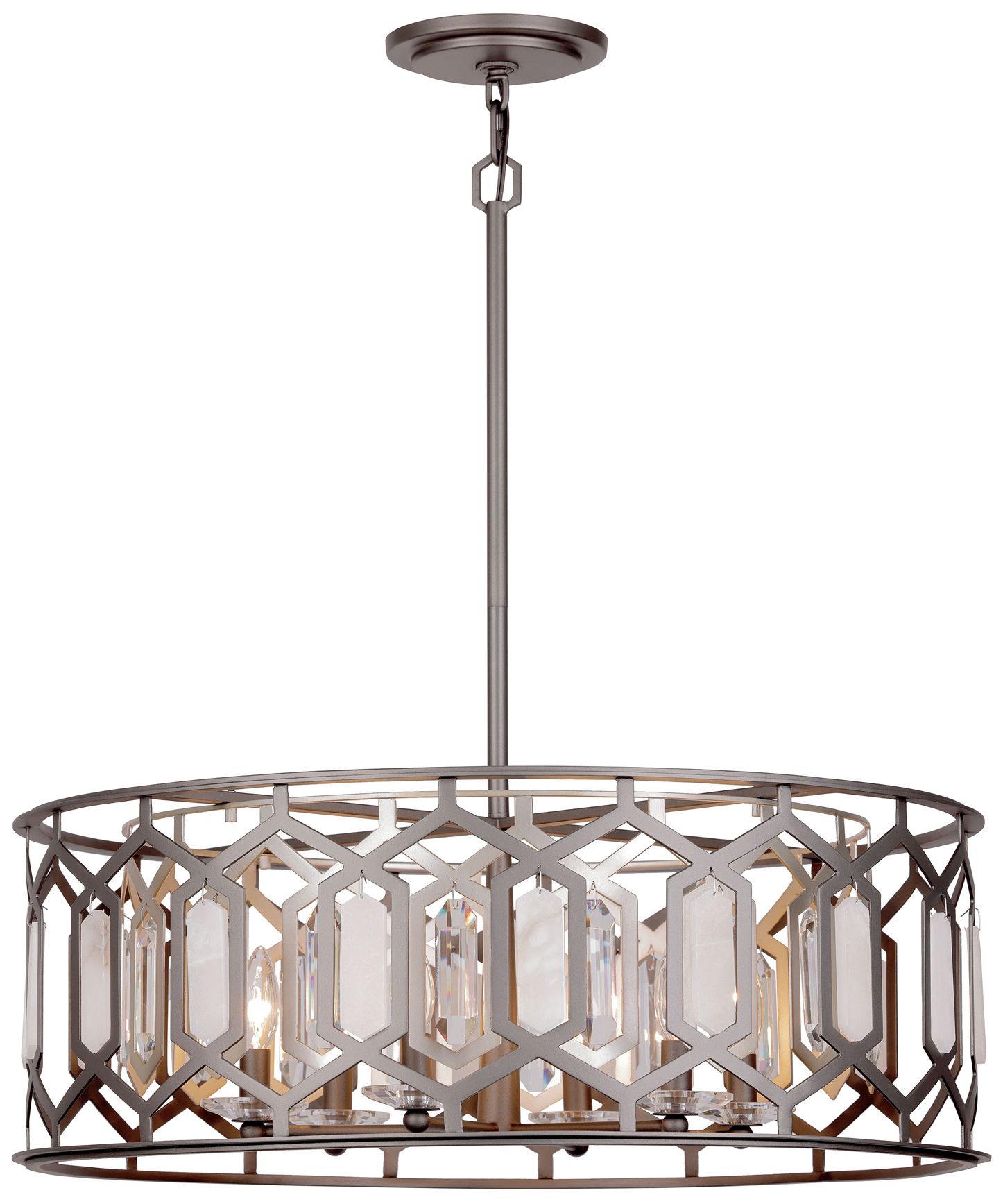 Image 2 Minka-Lavery Hexly 6-Light Bronze and Sultry Silver 28-in Dia. Pendant