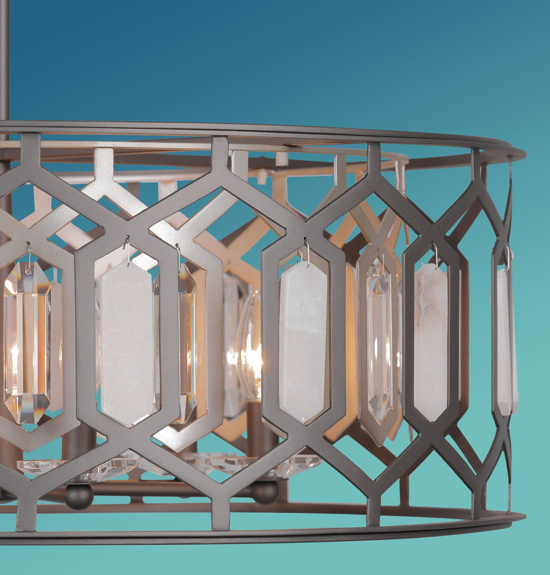 Image 6 Minka-Lavery Hexly 6-Light Bronze and Sultry Silver 28-in Dia. Pendant more views