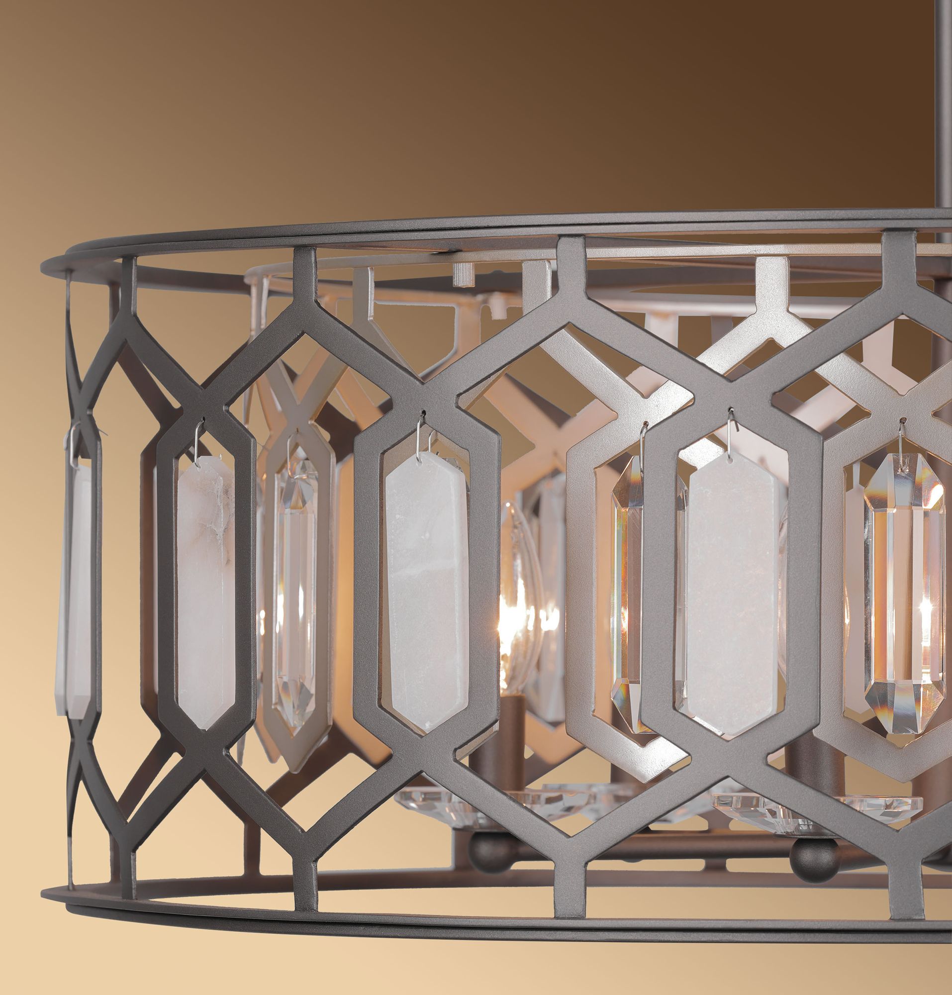 Image 7 Minka-Lavery Hexly 6-Light Bronze and Sultry Silver 28-in Dia. Pendant more views