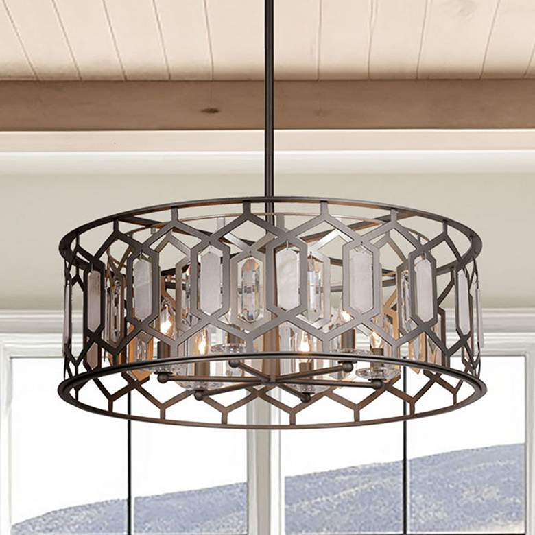 Image 1 Minka-Lavery Hexly 6-Light Bronze and Sultry Silver Pendant