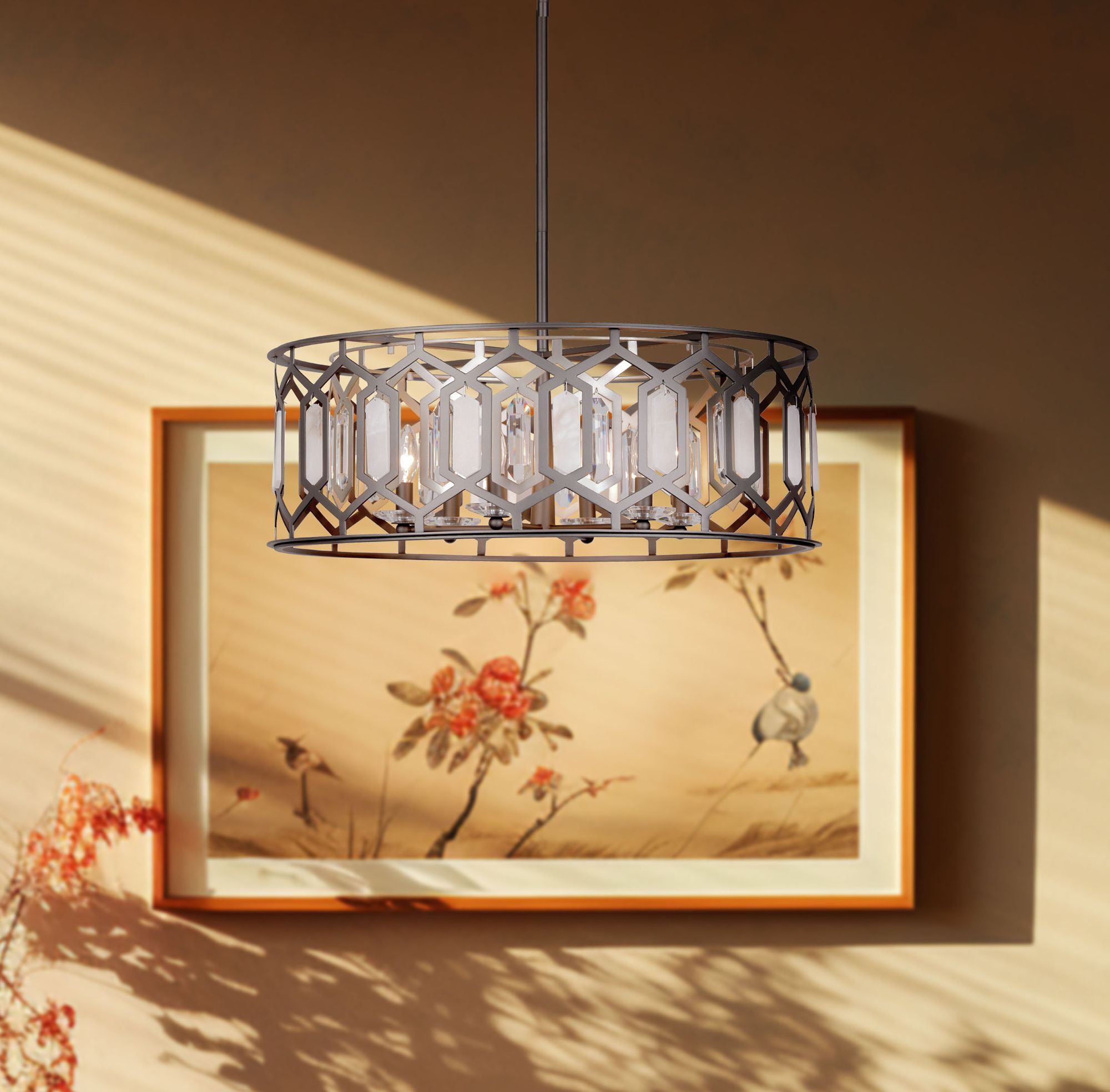 Minka-Lavery Hexly 6-Light Bronze and Sultry Silver Pendant