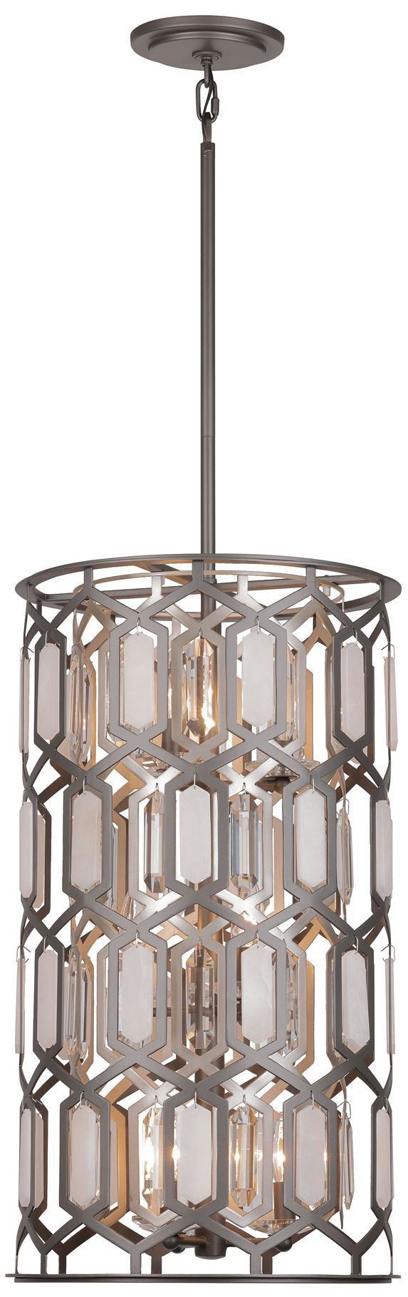 Minka-Lavery Hexly 9-Light Bronze and Sultry Silver 16-in Dia Foyer Pendant