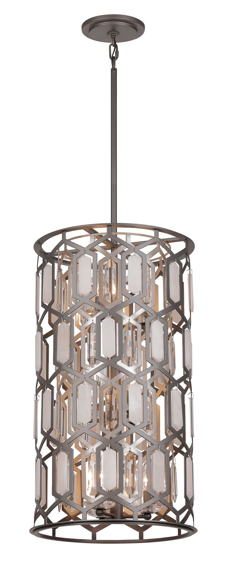 Image 2 Minka-Lavery Hexly 9-Light Bronze and Sultry Silver 16-in Dia Foyer Pendant more views