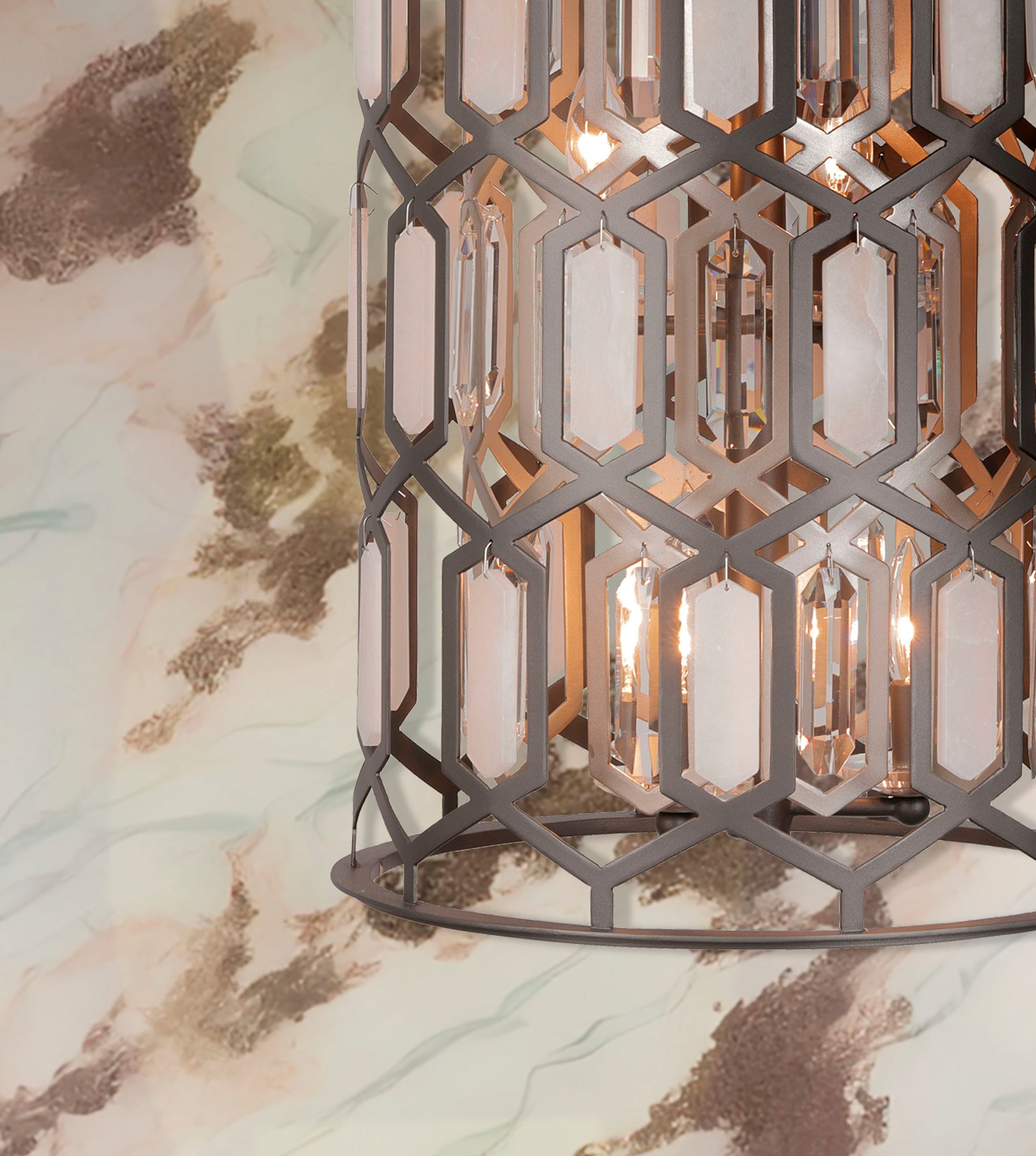Image 6 Minka-Lavery Hexly 9-Light Bronze and Sultry Silver 16-in Dia Foyer Pendant more views