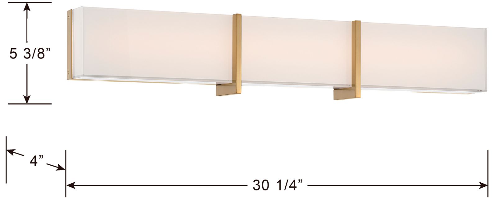 Minka-Lavery High Rise LED 30.25-in Bath Bar - Brush Gold with White Glass