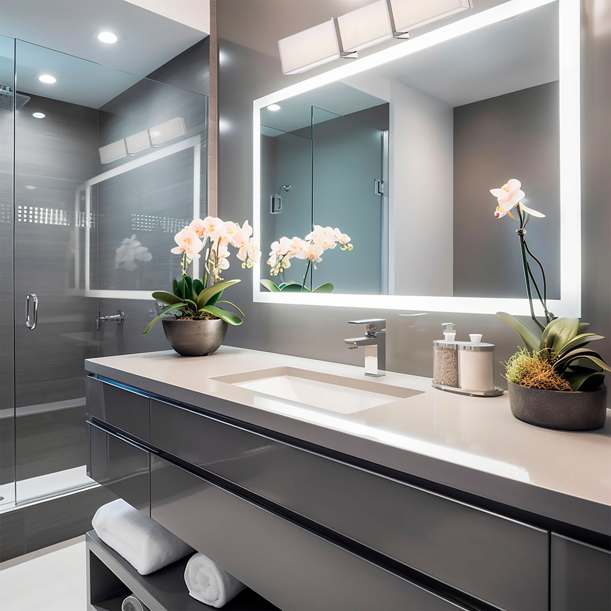 Image 3 Minka-Lavery High Rise LED 30-in Chrome Vanity Light with Glass Shade more views