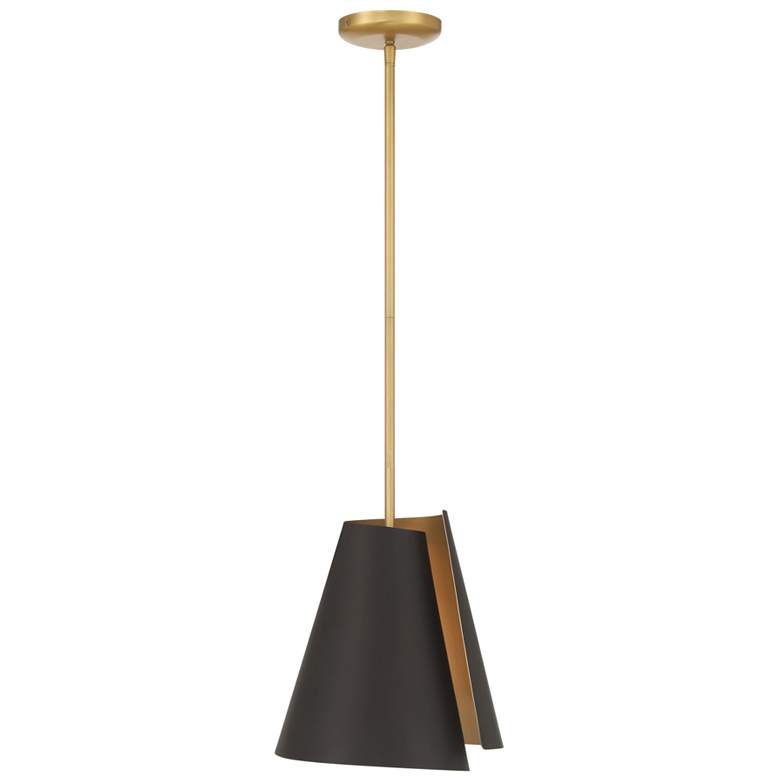 Image 2 Minka-Lavery Hillcrest 1-Light 12-in Dark Bronze and Legacy Brass Pendant more views