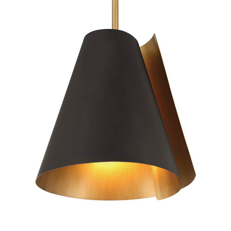Image 4 Minka-Lavery Hillcrest 1-Light 12-in Dark Bronze and Legacy Brass Pendant more views